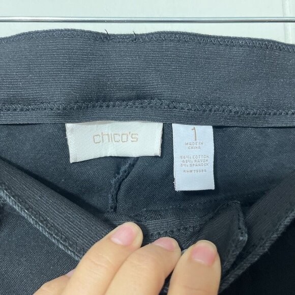 Chicos So Slimming Slim Jeans Womens 1 Regular Black Denim Flat Front Straight - Picture 6 of 10